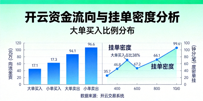 开云资金流向与挂单密度分析图表，展示大单买入比例