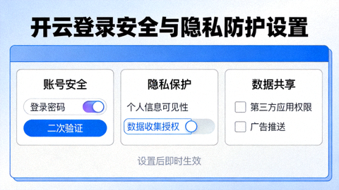 开云登录安全与隐私防护设置教程配图，展示隐私选项面板